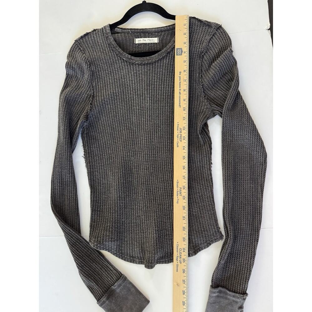 We The Free People Gray Waffle Knit Thermal Long Sleeve Medium Top #NE163 - Picture 11 of 15